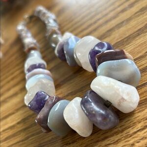 Purple and White Stone Necklace